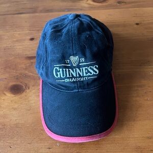 Guinness Black Cap with Red Brim - Easy Adjustments!